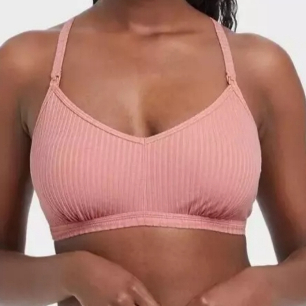 5/$25 Auden Ribbed Wireless Nursing Bralette in Dusty Rose